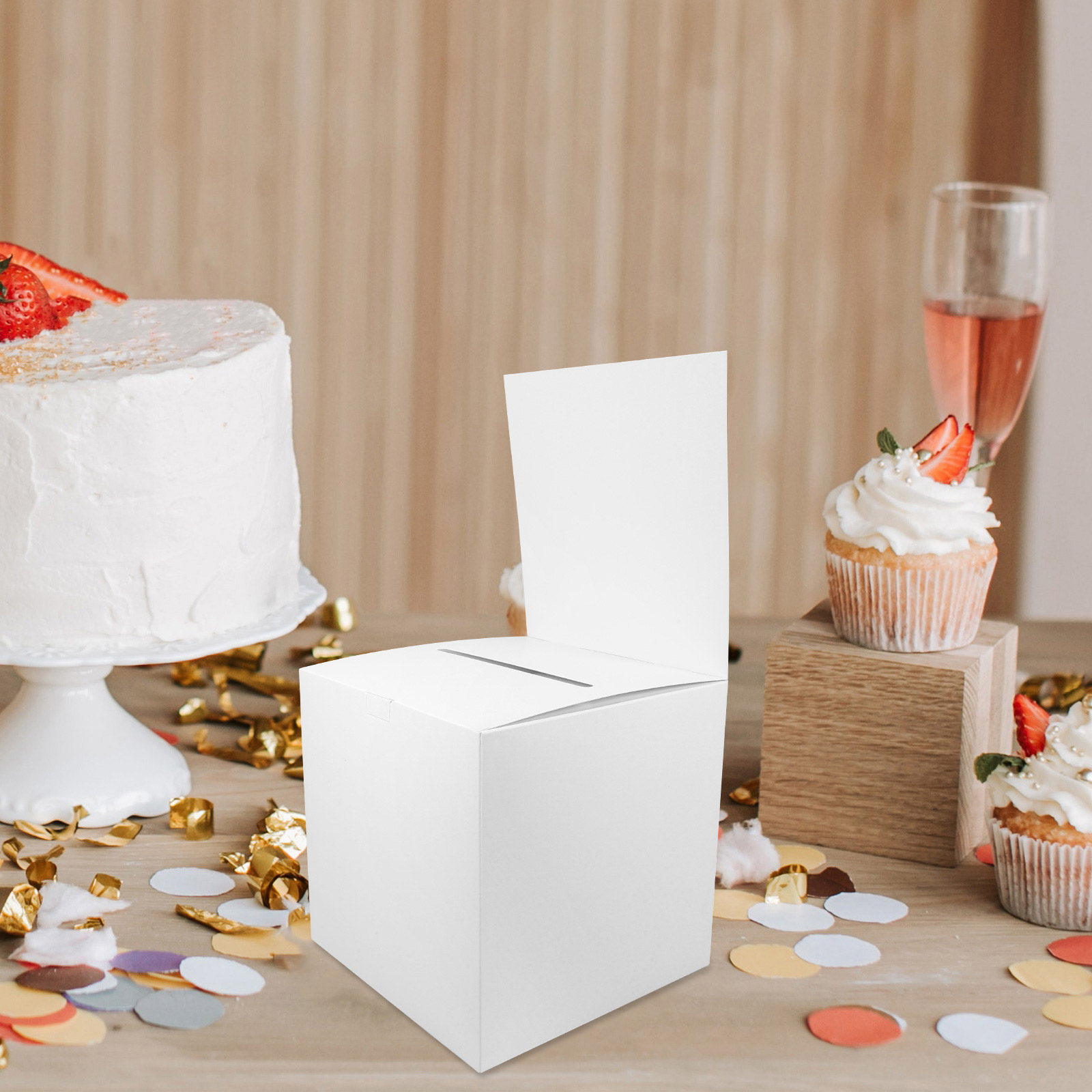 Event Party Box - 4 Adet Kağıt Çekiliş Kutusu, Basit