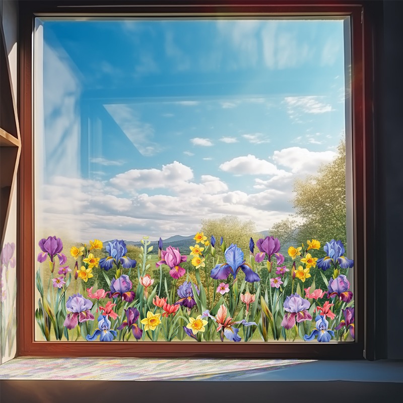 Flower Wall Panel - Renkli Güzel Iris Çiçek duvar çıkartmaları