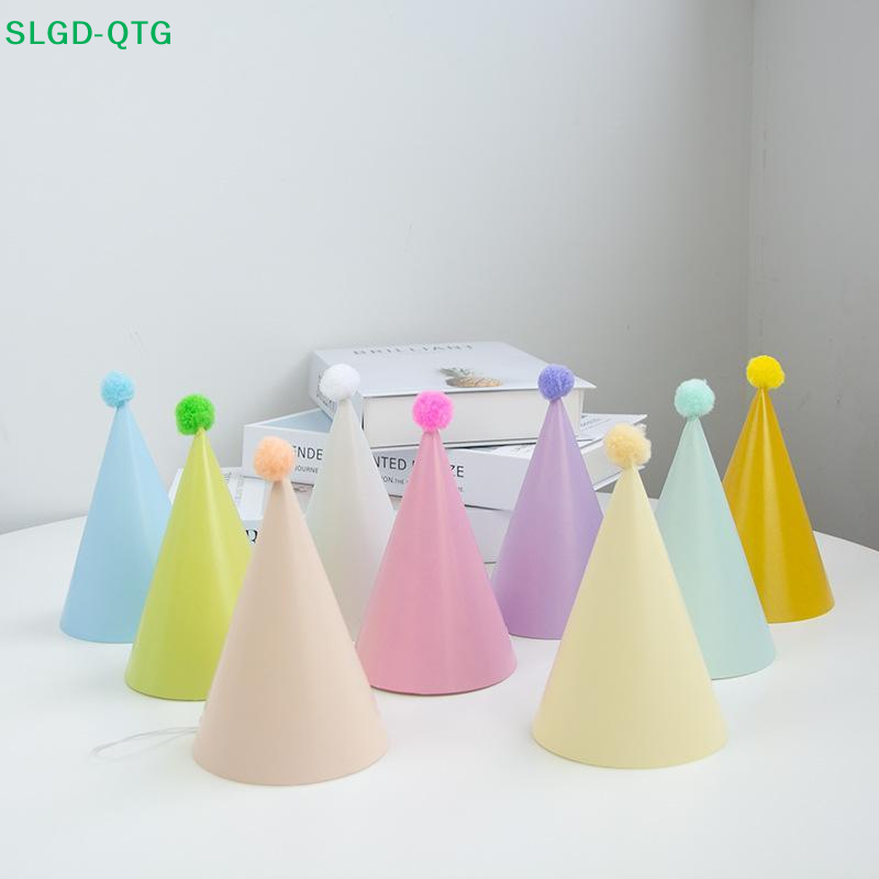 Party Hat Cone - 5/6/9/12 Adet Ponponlu, Hafif Kağıttan Yapılmış,