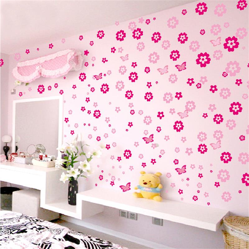 Flower Wall Panel - 108 adet Çiçek DIY Duvar Çıkartmaları