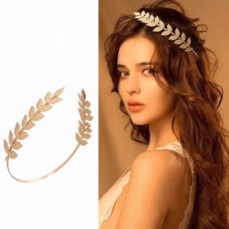 Event Suppliers - 【B】Retro Altın Rengi Yaprak Desenli Taç,